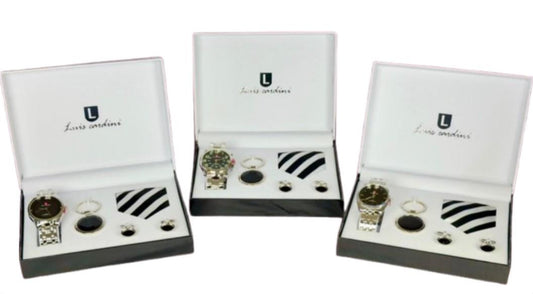 Luis Cardini Mens Watch, Tie, Cufflinks & Keychain Gift Sets 27144 Watch Model & Colour's May Varied