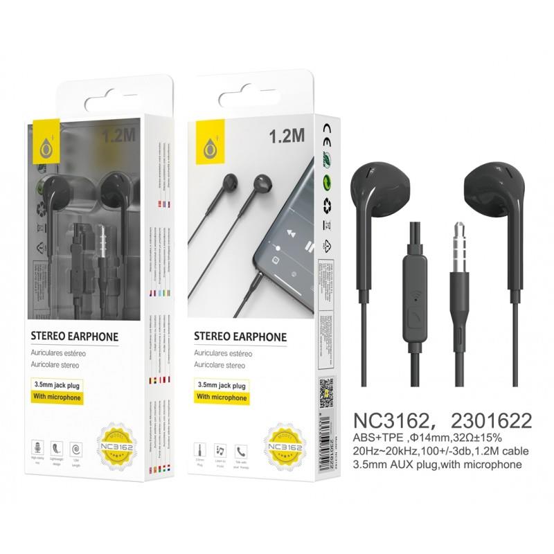 NC3162 Wired Earphone Speedy, with Multifunction Button & Volume control, 1.2M, Black