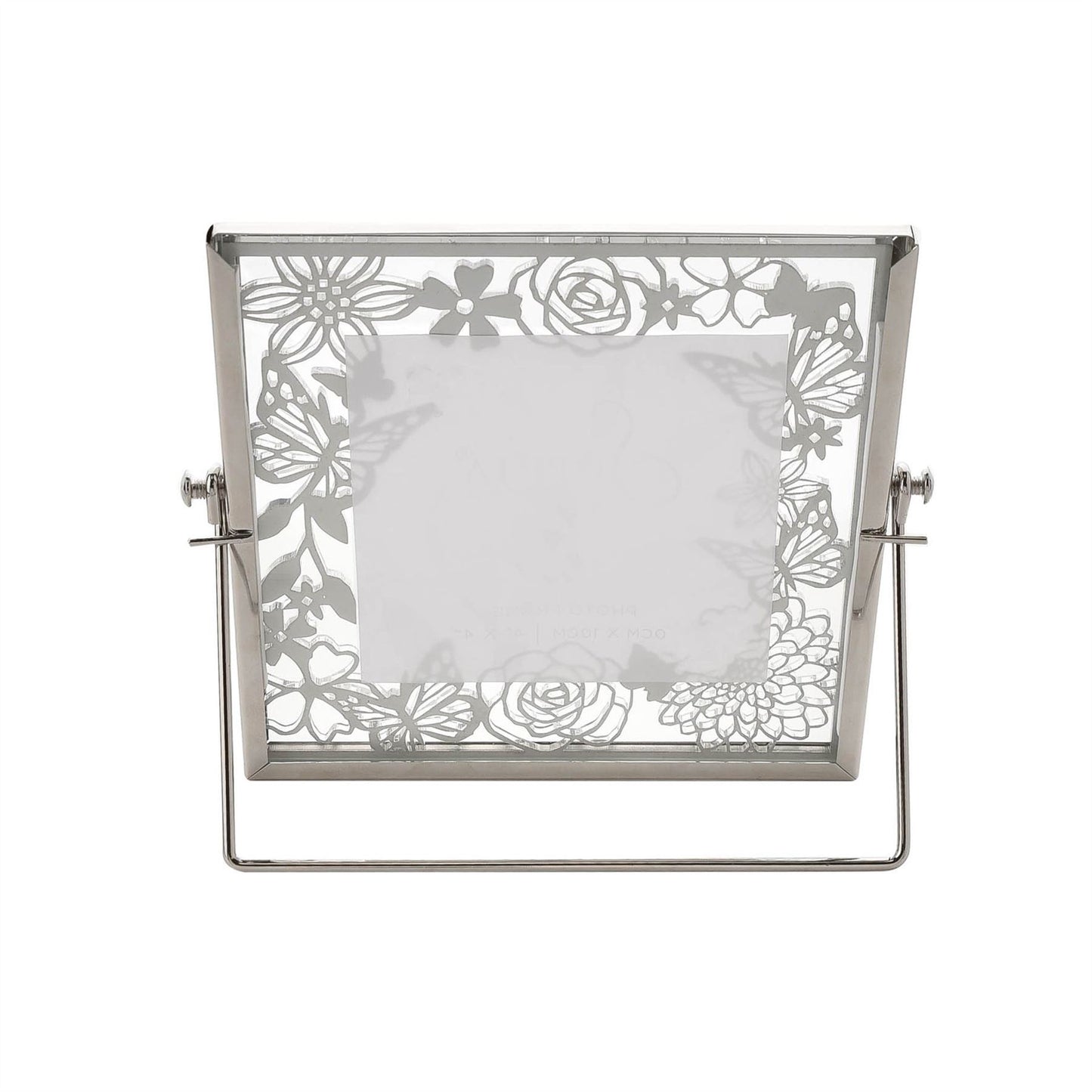 Sophia Mirrored Floral Pattern Photo Frame 4" x 4"