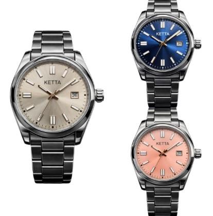 Ketta Mens Basic Dated Dial Silver Metal Bracelet Strap Watch Available Multiple Colours