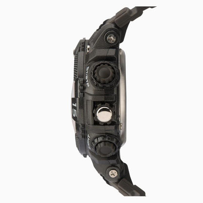 Sekonda Mens Sports Duel time Black Dial & Rubber Strap Watch-1037