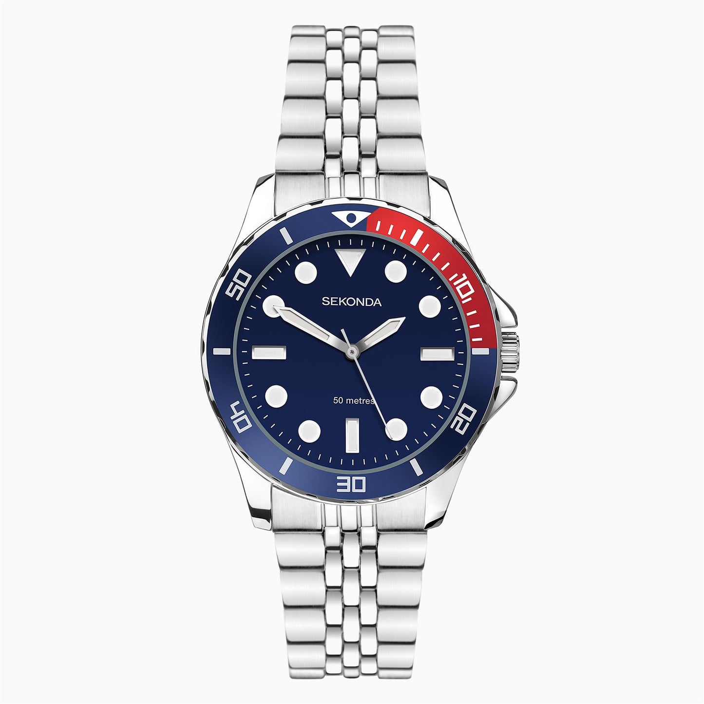 Sekonda Ladies Balearic Silver Alloy Case & Stainless Steel Bracelet with Blue Dial Watch