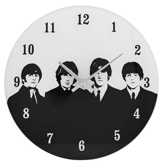 Beatles Hometime Iconic Collection Glass Wall Clock 30cm The 60's Rock Band