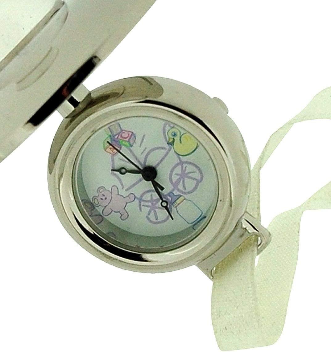 Miniature Clock Baby Pacifier-Dummy Silvertone Plated Solid Brass IMP-BD - CLEARANCE NEEDS RE-BATTERY