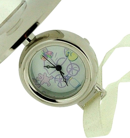 Miniature Clock Baby Pacifier-Dummy Silvertone Plated Solid Brass IMP-BD - CLEARANCE NEEDS RE-BATTERY