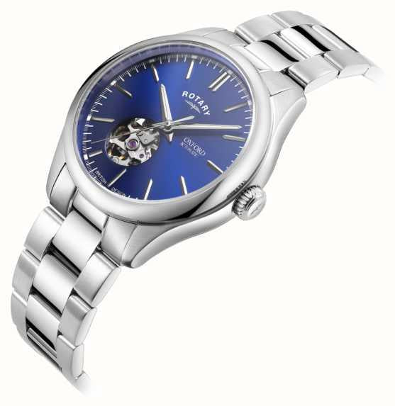 Rotary Mens Oxford Automatic Blue Dial And Silver Stainless Steel Bracelet Watch