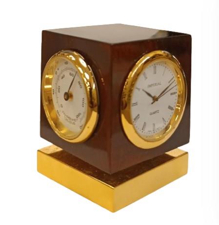 Miniature Clock Dial along with Barometer & Thermometer Dials Brown Solid wood IMP220 - CLEARANCE NEEDS RE-BATTERY