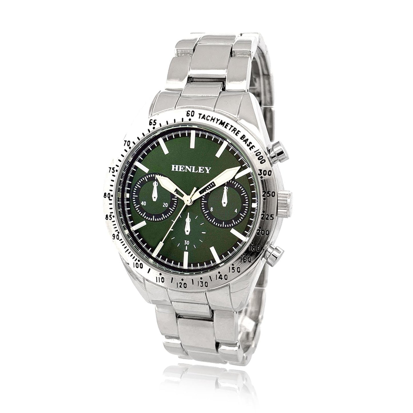 Henley Mens Fashion Round Case Multi Eye Dial Silver Plated Bracelet Watch H04001 Available Multi colors