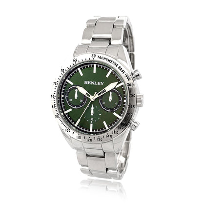 Henley Mens Fashion Round Case Multi Eye Dial Silver Plated Bracelet Watch H04001 Available Multi colors