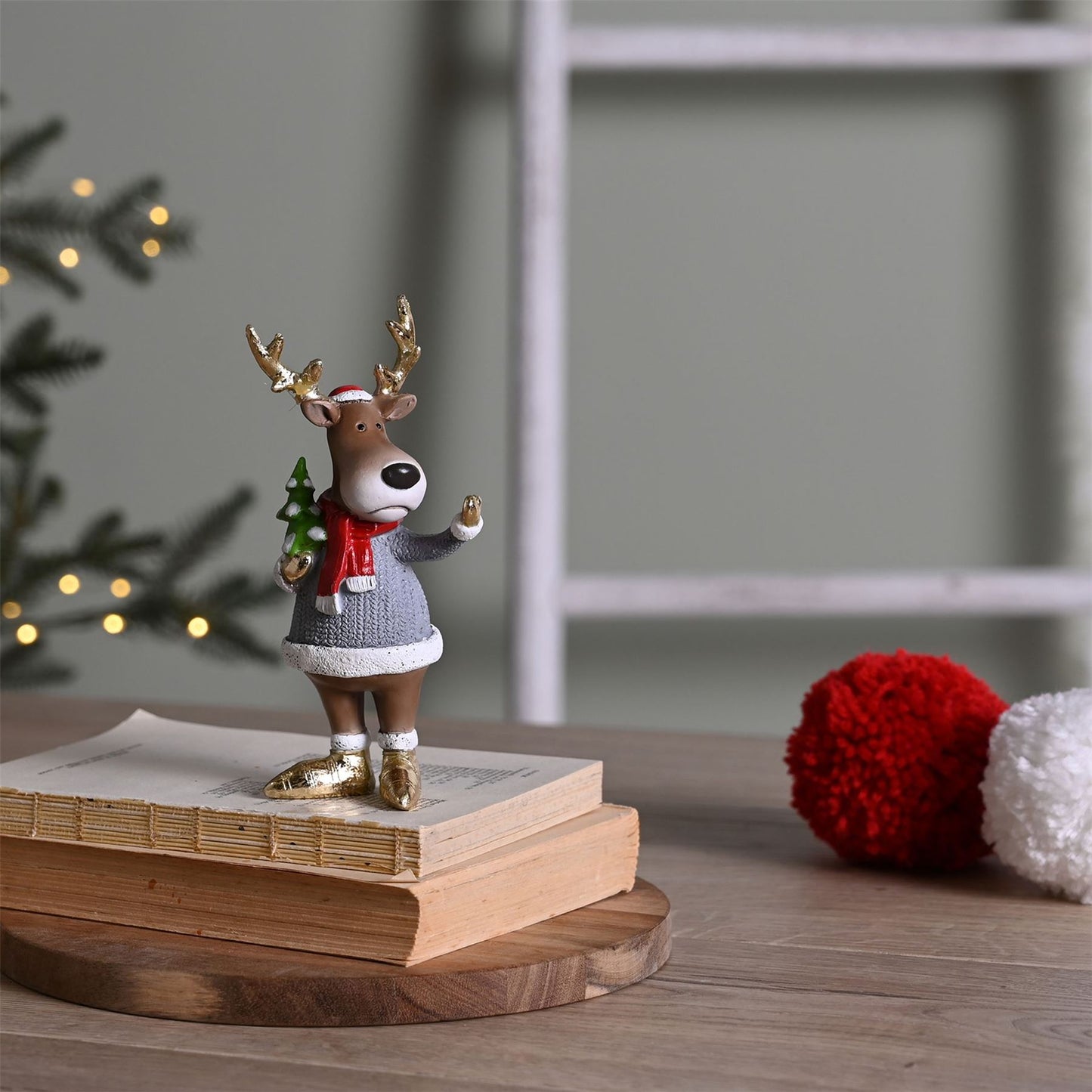 Reindeer With Christmas Tree Figurine