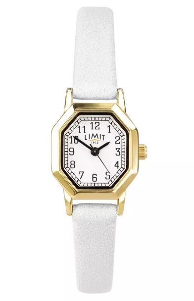 Limit Ladies Fashion Octagonal Gold Analogue with Light Grey Leather Strap Watch