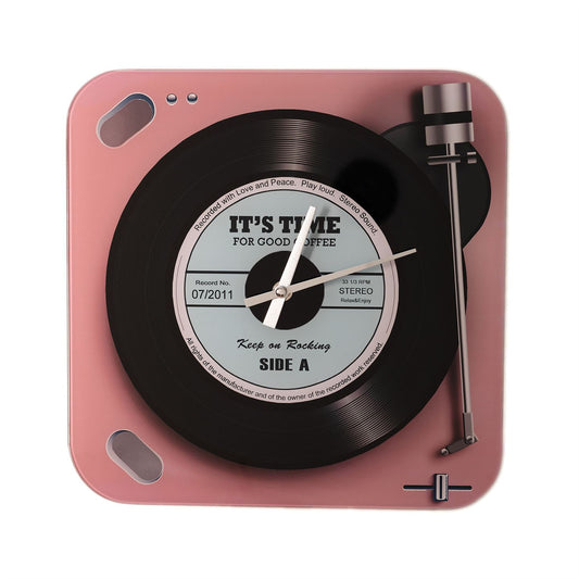 Harvey Makin Glass Wall Clock - Pink Record Clock