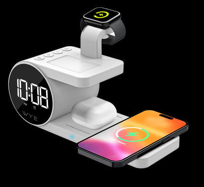 WYEFLUX 5-IN-1 Wireless Charging Dock with Clock
