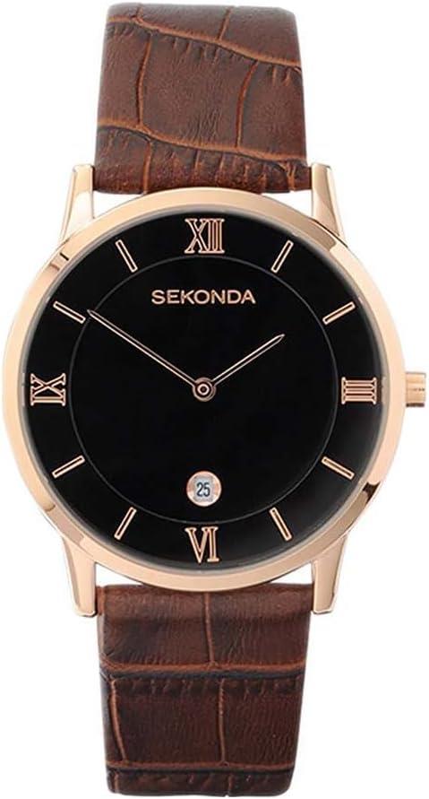 Sekonda Mens Brown Leather Strap Wrist Watch 3207