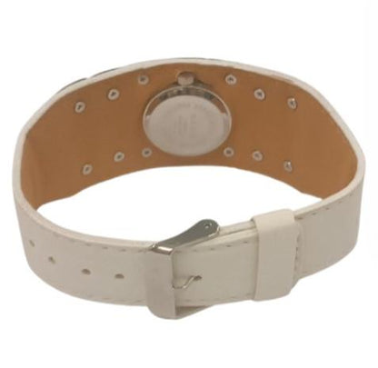 Zaza London Ladies Fashion White Extra Small Dial Silver Mirror & White Leather Strap Watch - CLEARANCE NEEDS RE-BATTERY