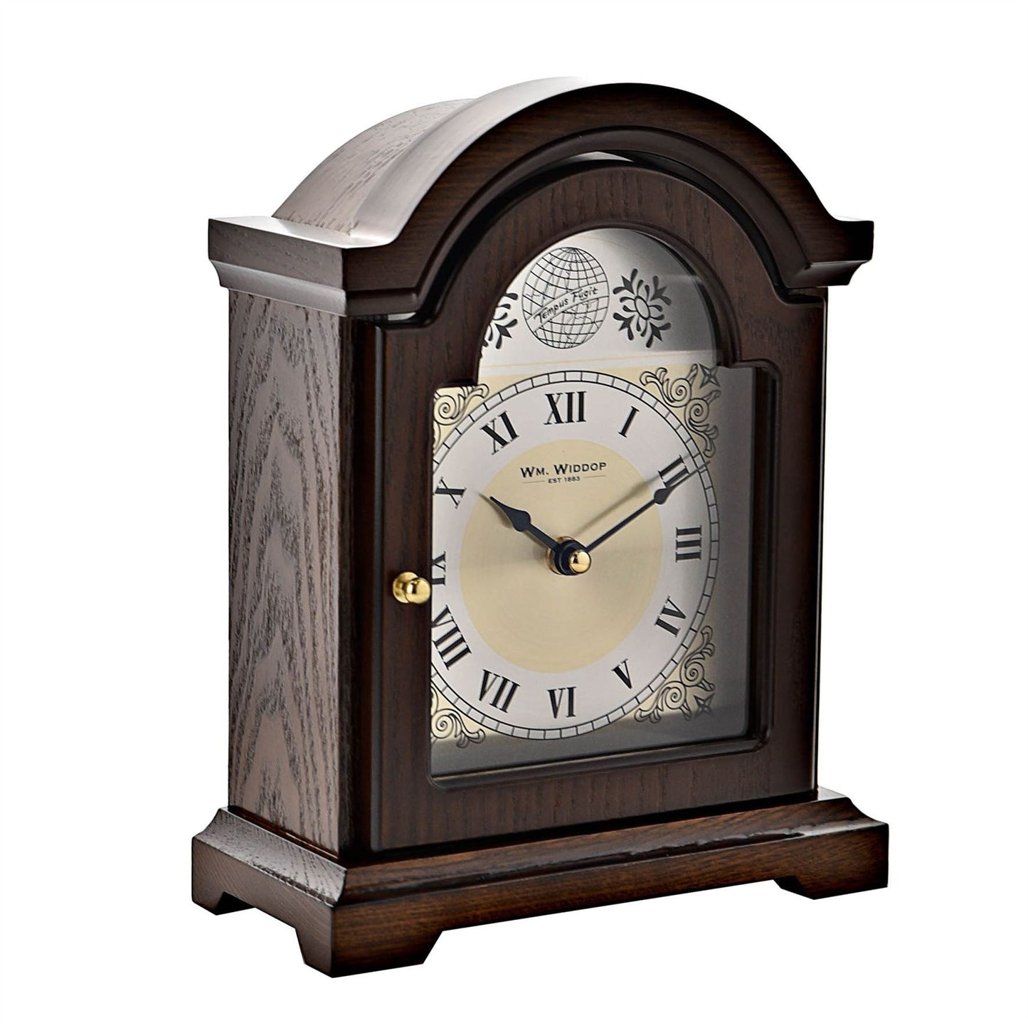 Wm.Widdop Broken Arch Wooden Mantel Clock 24cm
