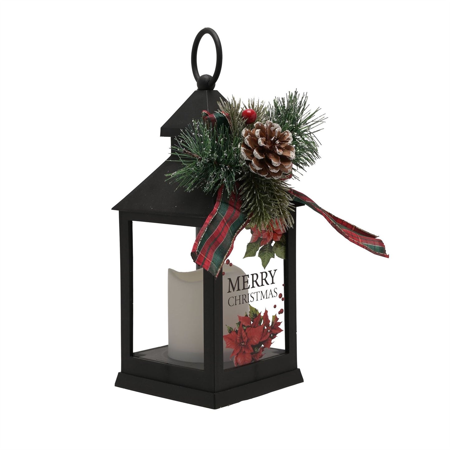 Christmas Lantern with Warm White LED Candleight