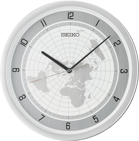 Seiko Retro World Map Silver-toned Wall Clock