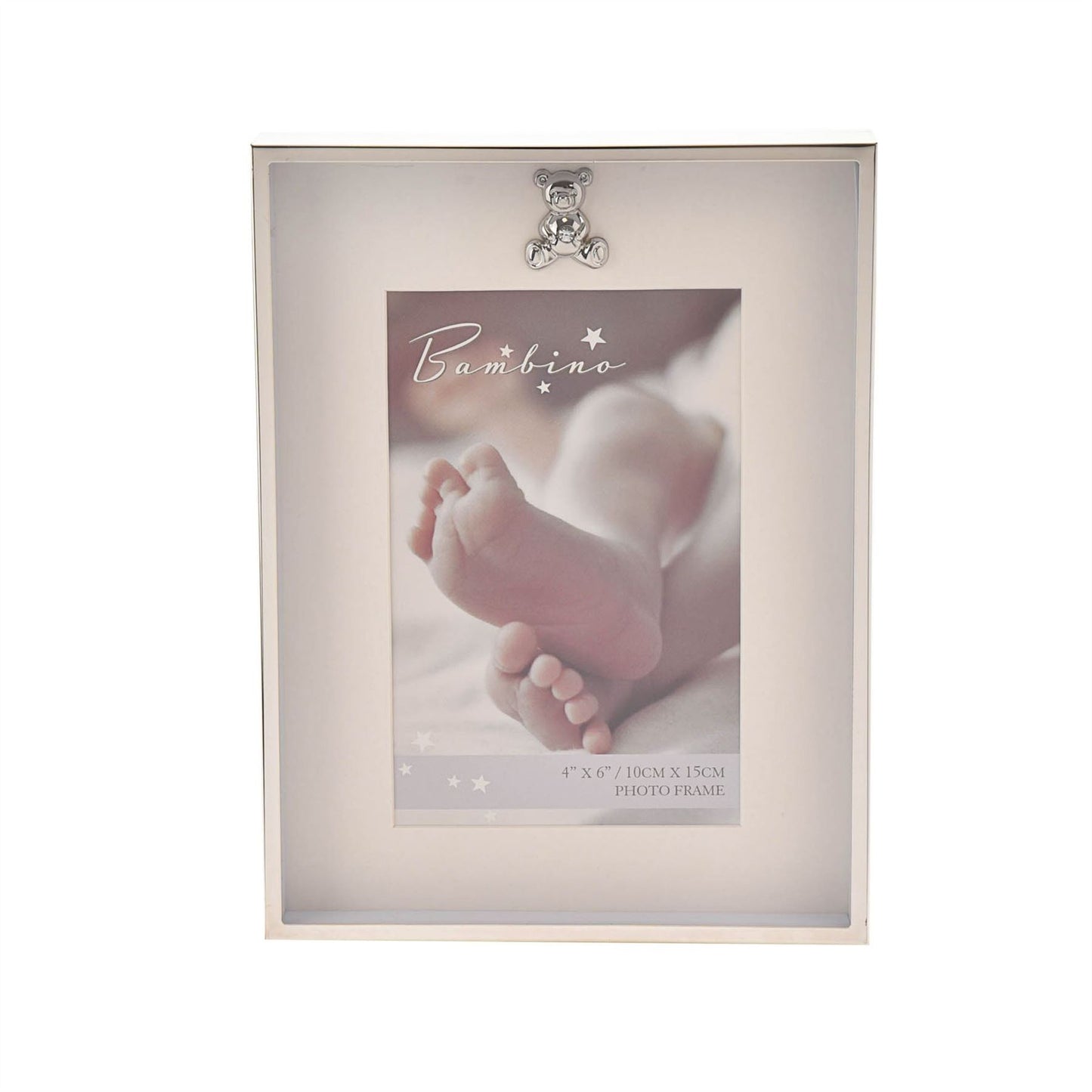 Bambino Thin Silver Plated Border Frame Teddy Icon 4" x 6"