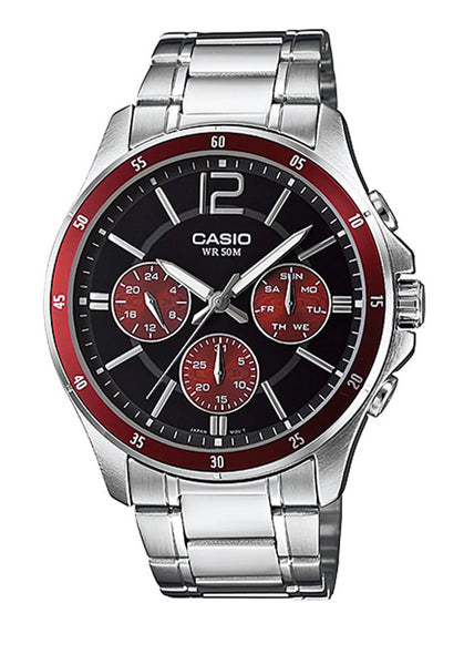 Casio Men's Watch Chronograph Stainless Steel Red MTP-1374D-5AVDF