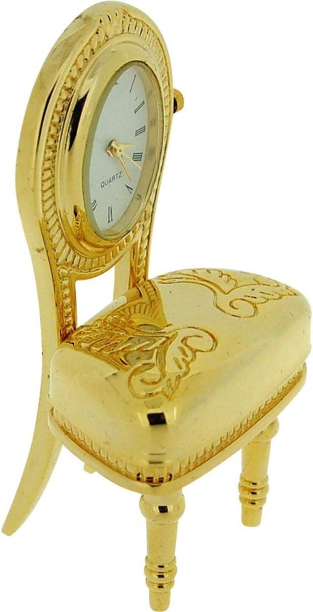 Miniature Clock Gold Plated Antique Chair Solid Brass IMP1063  CLEARANCE NEEDS RE-BATTERY