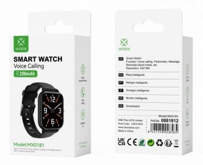 Woox MX0181 Bluetooth with Voice Calling, BT V5.3, 200mAh Battery Smart Watch Available Multiple Color