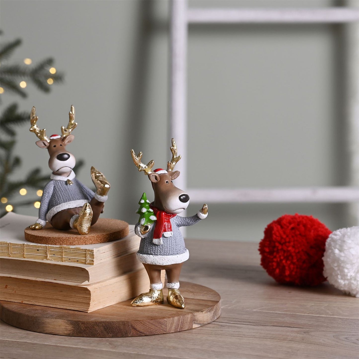 Reindeer With Christmas Tree Figurine