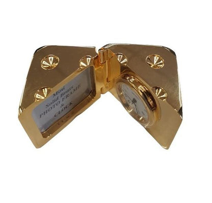 Miniature Clock Gold Plated Dice with photo frame Solid Brass IMP71 - CLEARANCE NEEDS RE-BATTERY