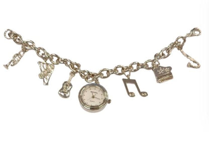 Imperial Ladies Girls Mini Dial with Hanging MUSICAL INSTRUMENT Charms on Bracelet Strap Watch Gift Set IMP756(AL) - CLEARANCE NEEDS RE-BATTERY
