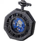 Mens Mechanical Hand Winding Half Hunter Steampunk Black Pocket Watch