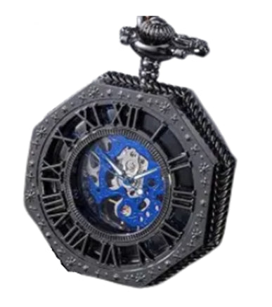 Mens Mechanical Hand Winding Half Hunter Steampunk Black Pocket Watch