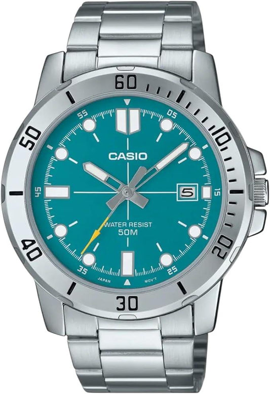 Casio Men's Enticer Stainless Steel Teal Dial Casual Analog Sporty Watch