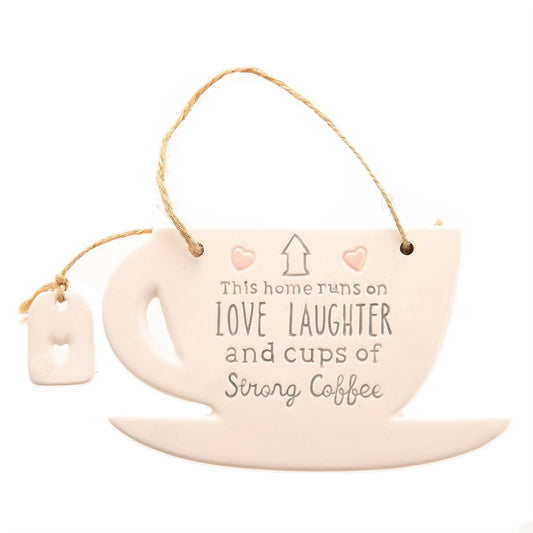 Love Life Teacup Hanging Plaque - Coffee
