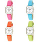 Ravel Ladies Cushion Shaped Brights Leather Strap Watch R0141 Available Multiple Bright Colour