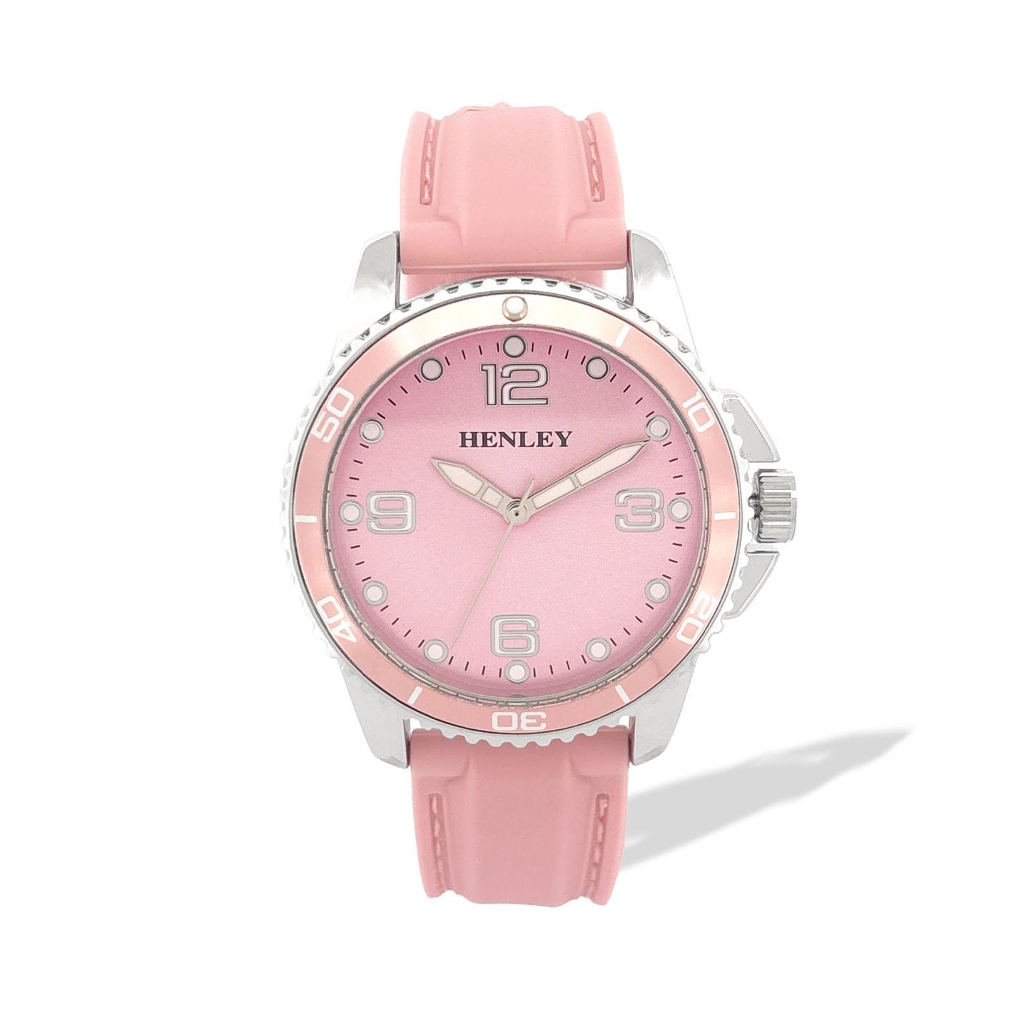 Henley Womens Chiselled Sports Silicone Watch - Pink/White/Black/Taupe