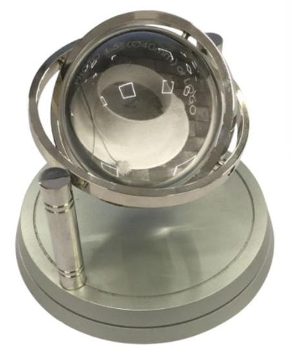 Miniature Clock Globe with Display Photo or Logo Silvertone Plated Solid Brass IMP422-AL - CLEARANCE NEEDS RE-BATTERY