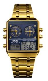 S135 Mens Chronograph Fashion Ana Digital Square Big Dated Dial Stainless Steel Bracelet Watch NY London Available Multiple Colour