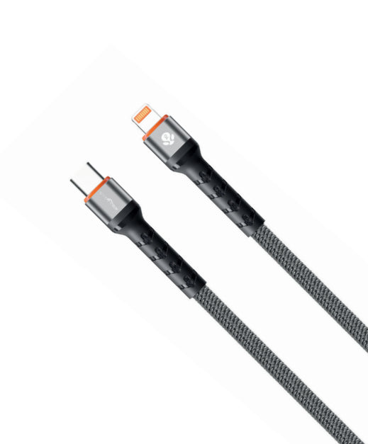 WYEFLOW 27W SuperStrand Braided USB-C to 8-Pin Charging & Data Cable 1m