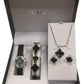 Paul Salatini Ladies Fashion Bling Dial Leather Strap Watch Bracelet, Necklace & Earrings Gift Sets 2530 Available Multiple Colour