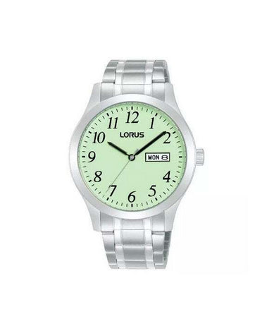 Lorus Mens Luminous Day Date Dial Stainless Steel Bracelet Watch RXN83DX9