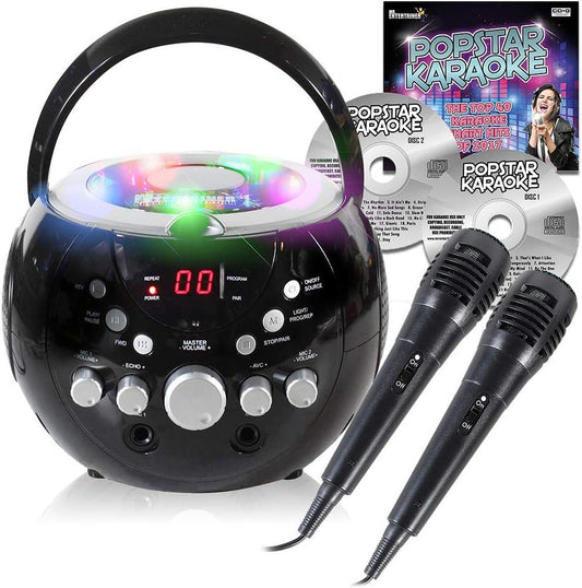MR ENTERTAINER CDG Boombox Karaoke Machine with Bluetooth & Flashing Lights