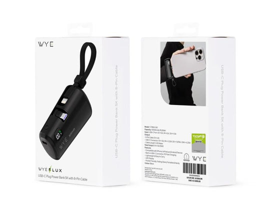 WYE USB-C Plug Power Bank 5K with 8-Pin Cable