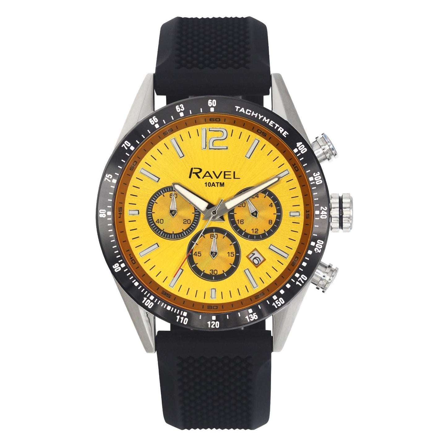 Ravel Mens Fashion Sports Multi 100m Water Resistant Chronograph Dated Rubber Strap Watch RPR-M Available Multi Colors