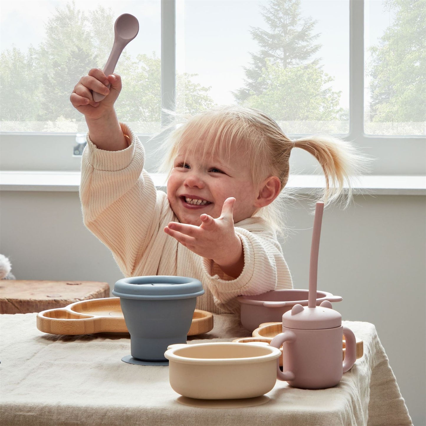 Bambino Silicone Feeding Set Bib Bowl & Spoon Pink