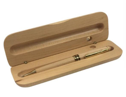 Imperial Wooden Light Brown Gold Trim Ball Pen With Handmade Wooden Box IMP308M - CLEARANCE MIGHT NEEDS RE-REFILL