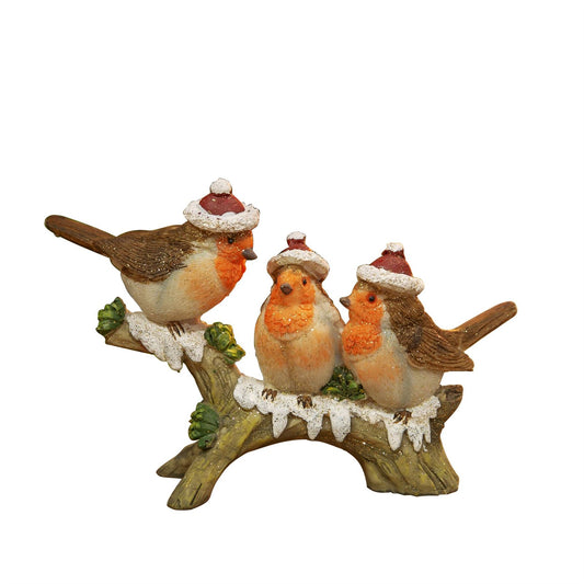 Three Robins on a Branch Figurine