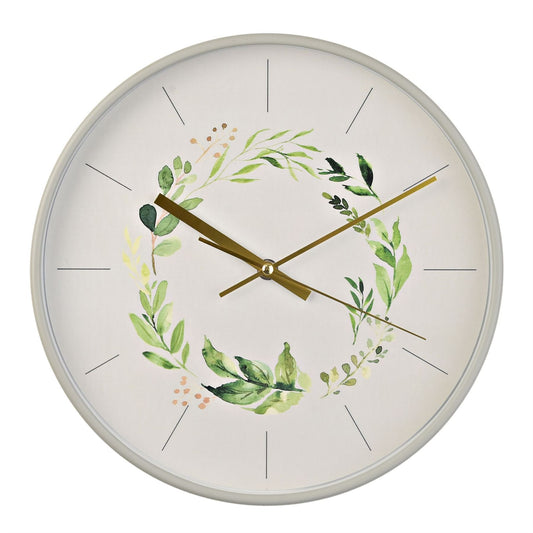 Hometime Round Wall Clock Floral Design 12"