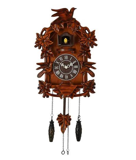 William Widdop Qtz Cuckoo Clock Bird on Top Wooden Case - Large