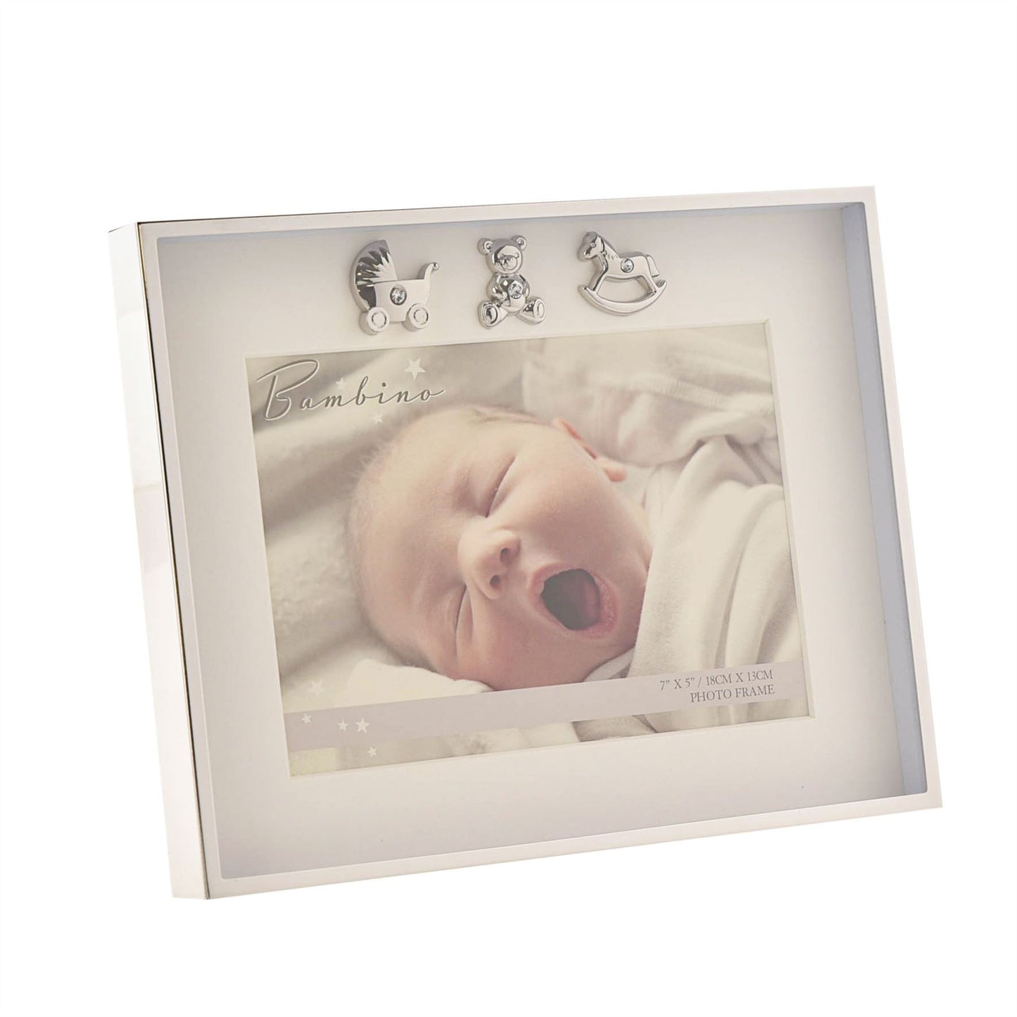 Bambino Thin Silver Plated Border Frame 3 Icons 7" x 5"