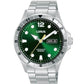 Lorus Mens Automatic Day Date Green Dial Stainless Steel Bracelet Watch RL463BX9